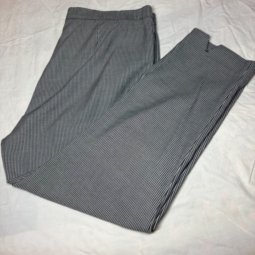 J. Jill Essential Slim Ankle Pants Womens‎ 18 Navy Blue White Pinstripe Slit Hem